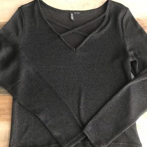 H&M Black Sparkle Mesh Top